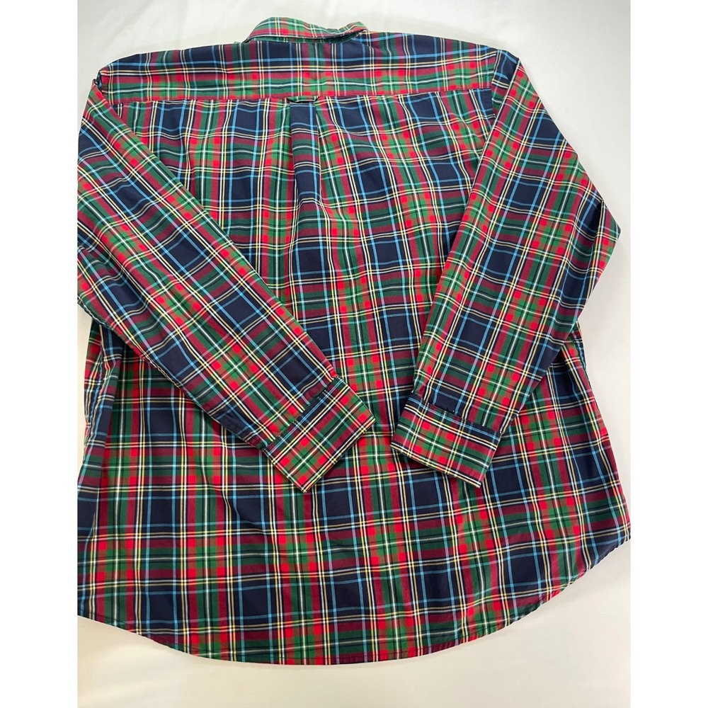 IZOD Mens XXL Tartan Plaid Button Down Shirt Multi Color Cotton Blend Long Sleev - Picture 7 of 7